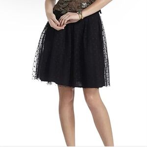 Anthropologie Moulinette Soeurs Polka-Dot Tulle Lined Black Skirt, Size 4